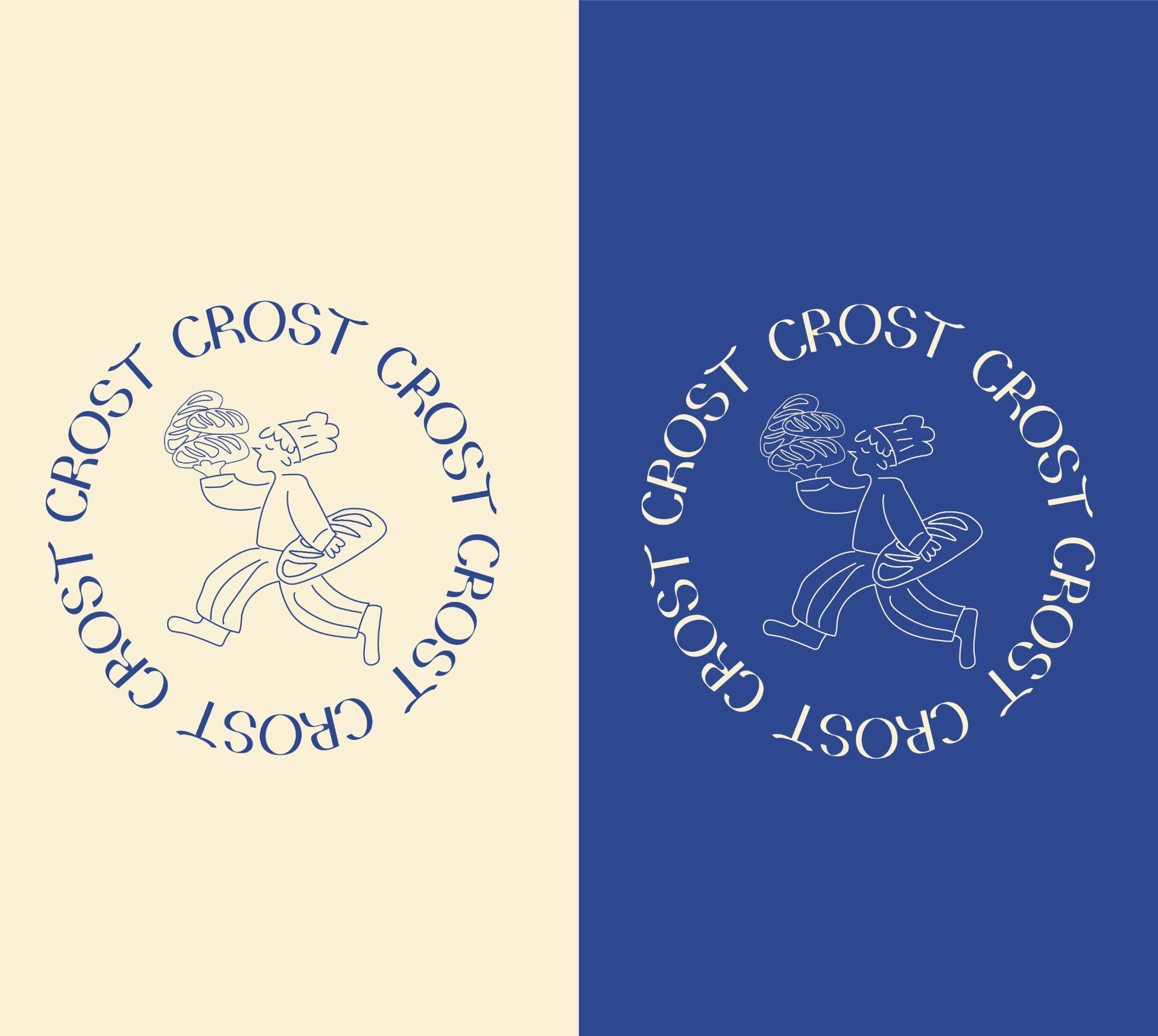 Crost House circular badge with the running baker illustration