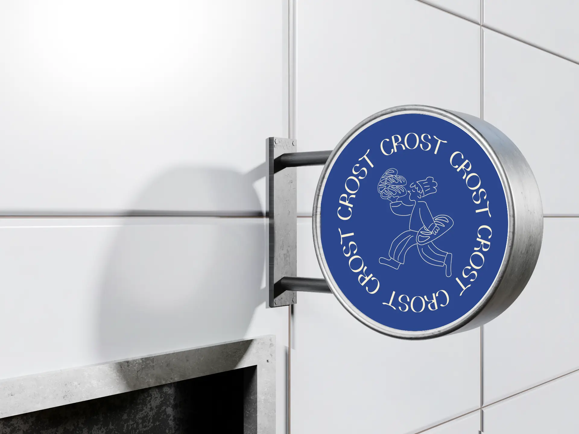 Crost House circular sign hanging outside the bakery