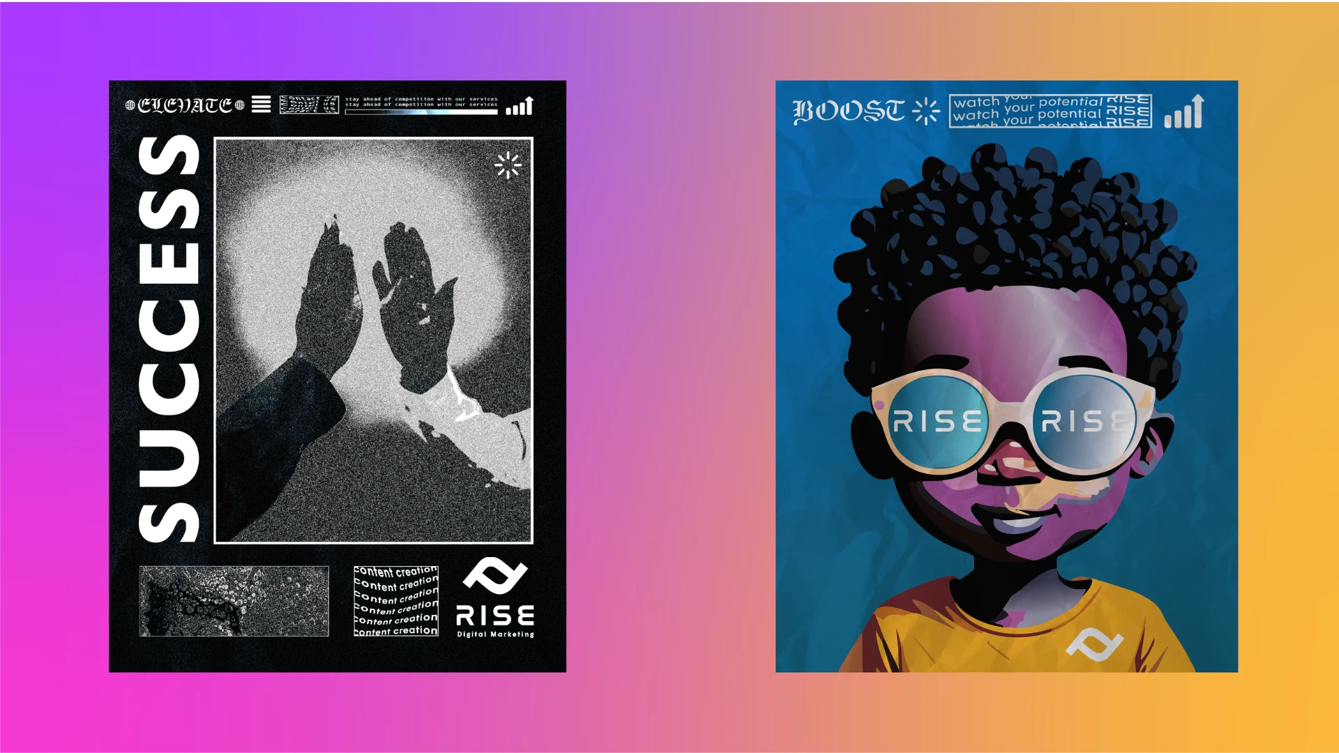Rise posters: success and boost campaign artwork