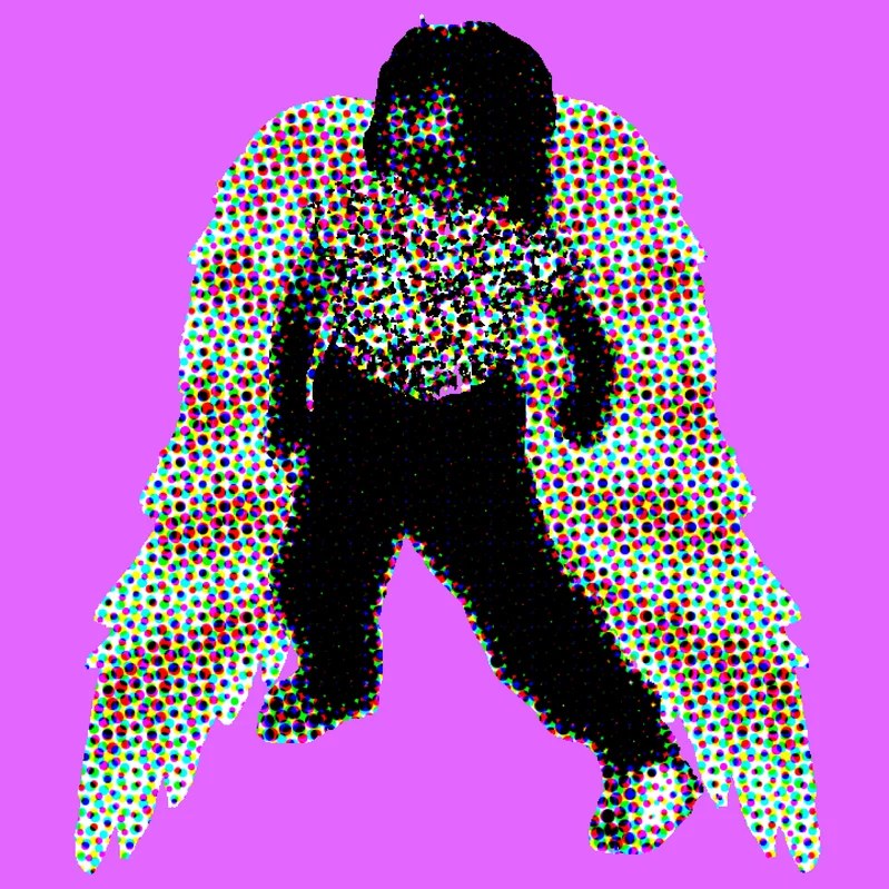 Angels Social digital piece 11: wings on a saturated colour field