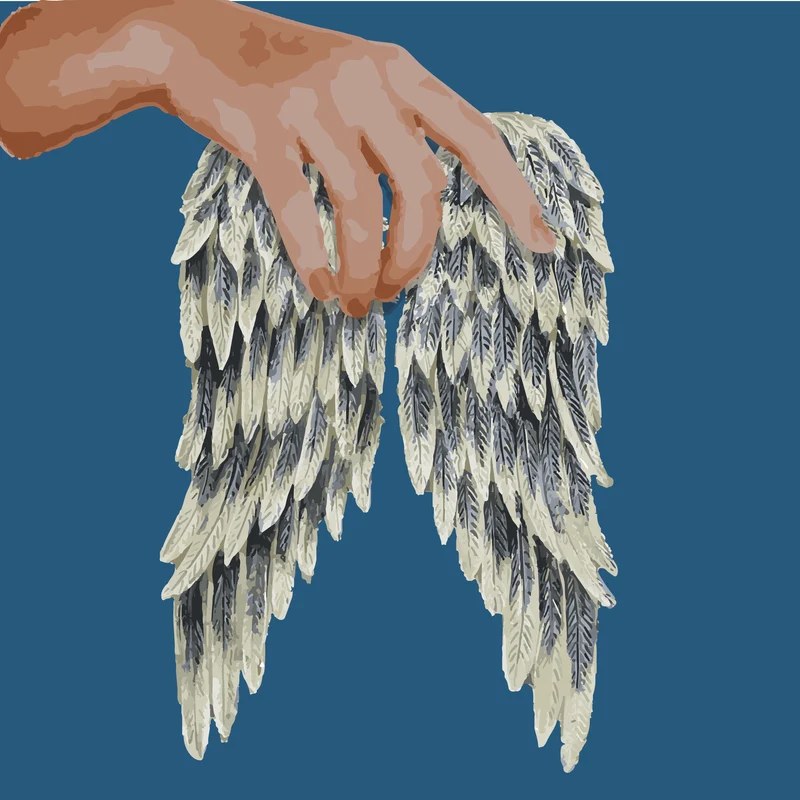 Angels Social digital piece 15: wings on a saturated colour field