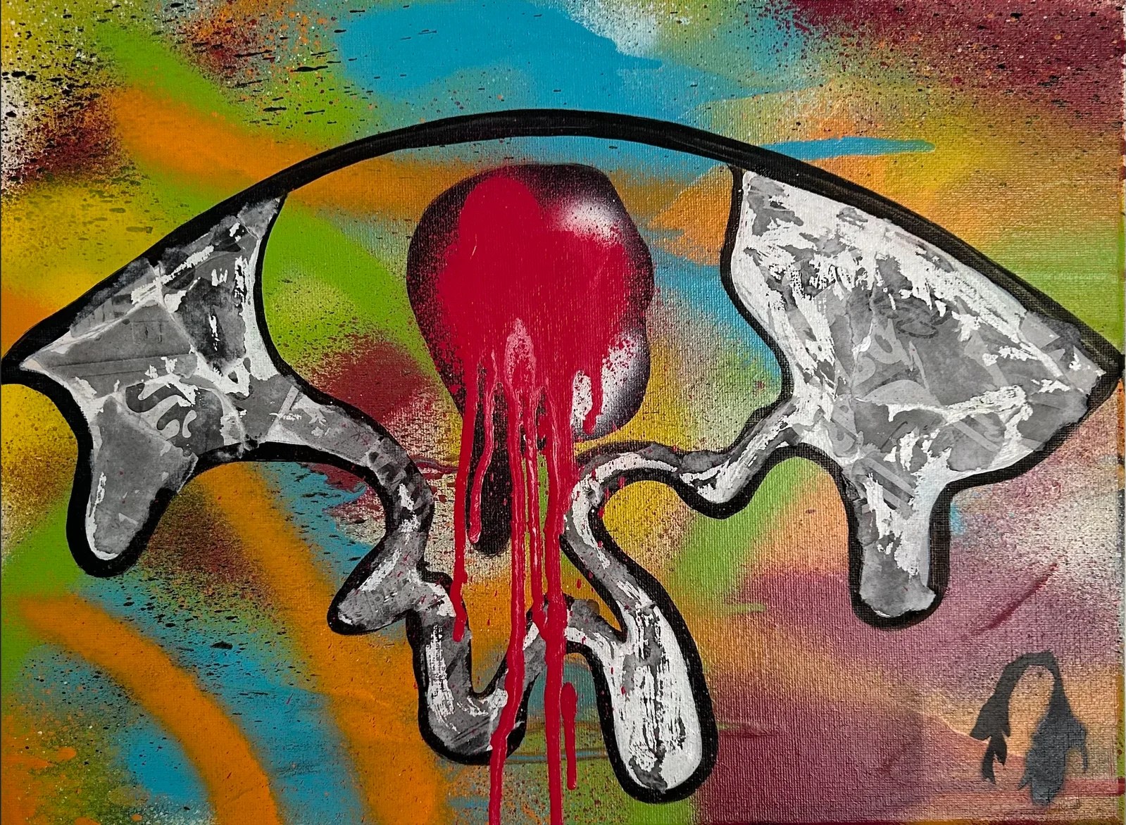 No Drugs Toy Volando: wide graffiti wall in neon colours