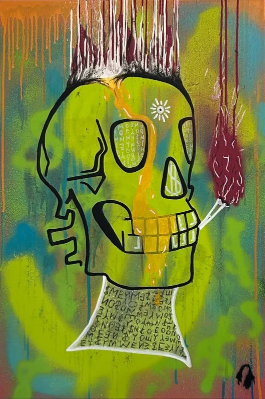 No Drugs Toy Volando: mixed media graffiti canvas