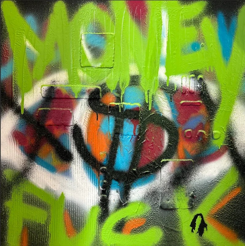 No Drugs Toy Volando: square graffiti canvas