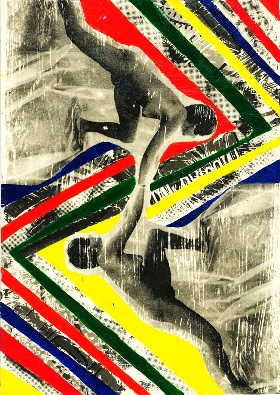 Print series piece 4: mixed-media print in red, black and yellow