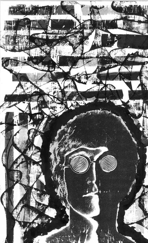 Print series piece 5: mixed-media print in red, black and yellow